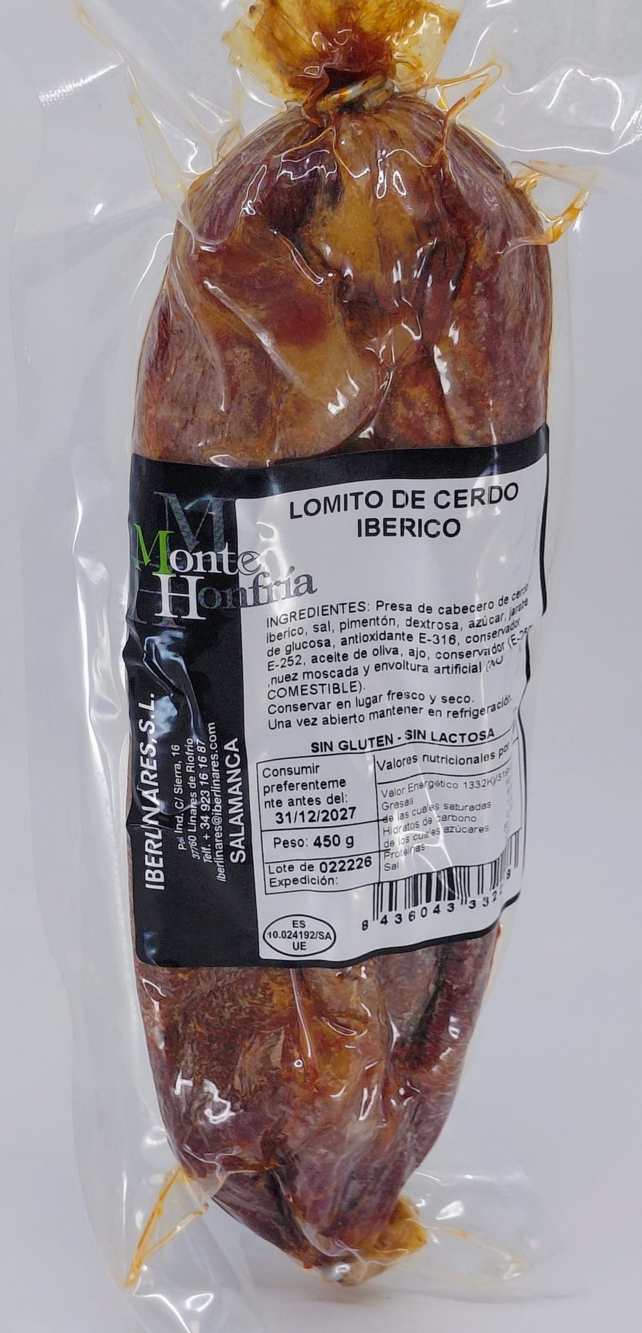 Lomito Ibérico de Cebo 450 g MONTEHONFRÍA (Salamanca)