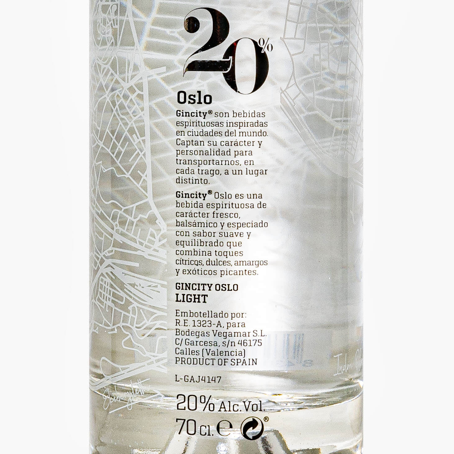Botella GINCITY OSLO Light Premium 20% Vol. 70 cl