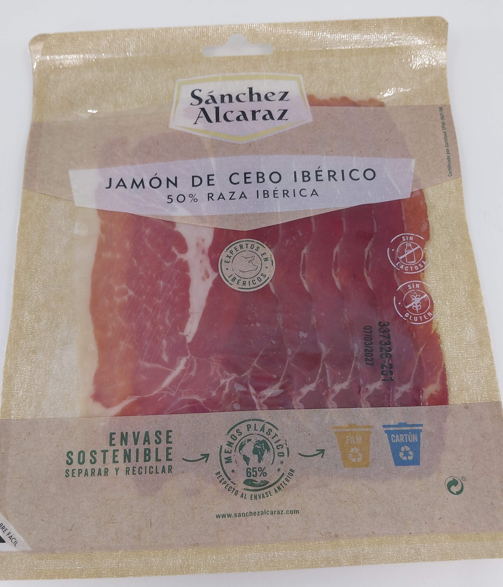 Jamón Loncheado 50 % Ibérico de Cebo 100 g SÁNCHEZ ALCARAZ