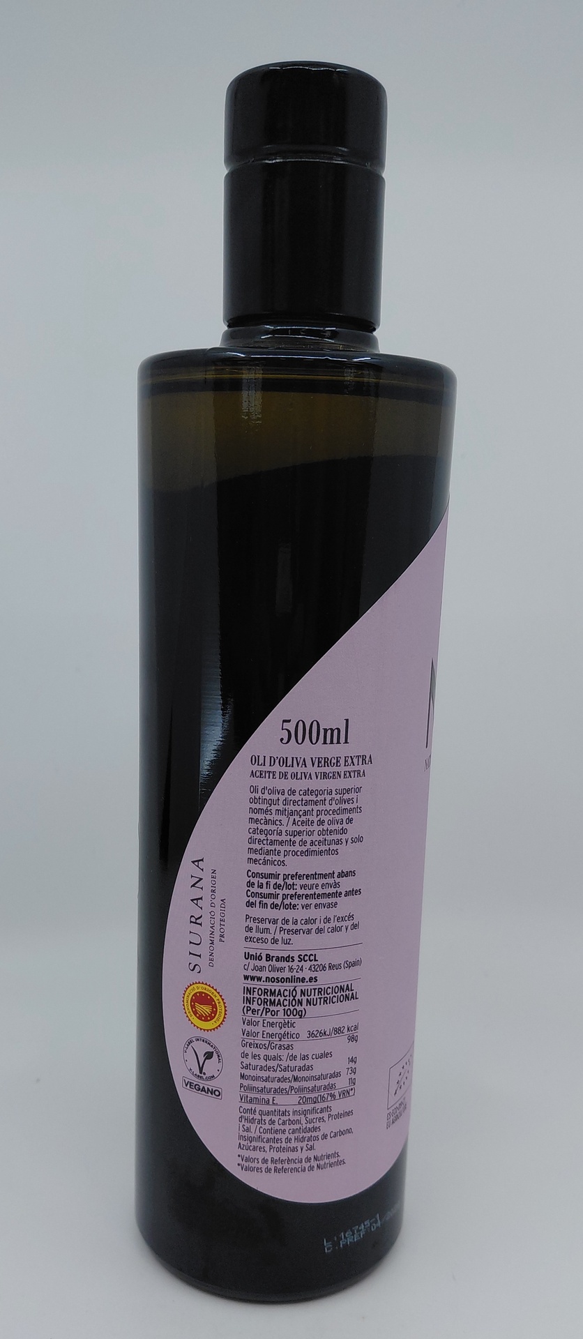 Aceite de Oliva Virgen Extra Ecológico 500 ml NOS Organic Everyday (DOP Siurana)