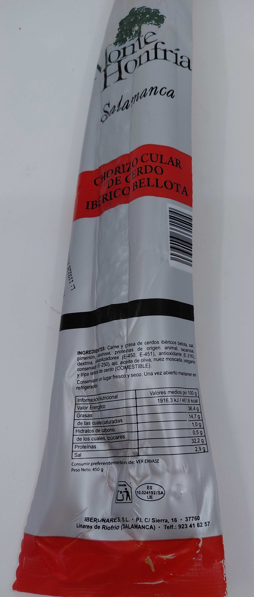 Chorizo Ibérico de Bellota Cular 450 g aprox. MONTEHONFRÍA (Salamanca)