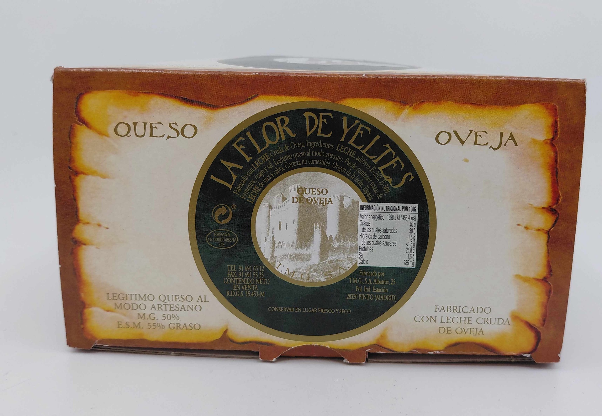 Queso 100% Oveja Leche Cruda 450 g aprox. LA FLOR DE YELTES Estuchado