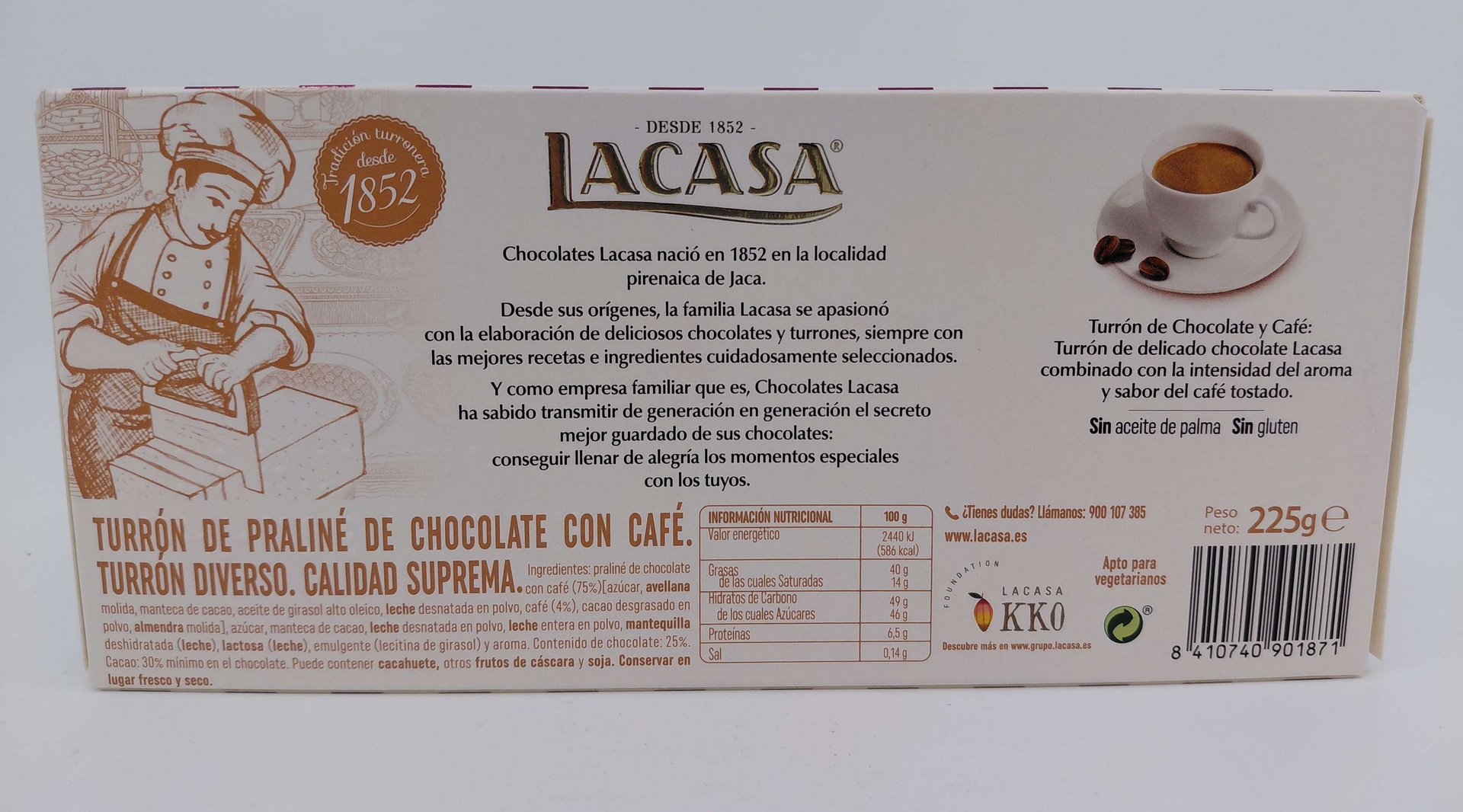 Turrón Praliné de Chocolate y Café 225 g LACASA