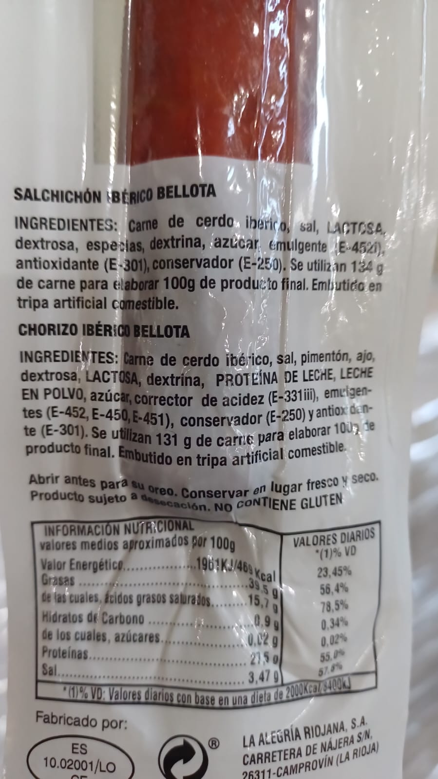 Chorizo Ibérico de Bellota 150 g aprox. MONTELUZ