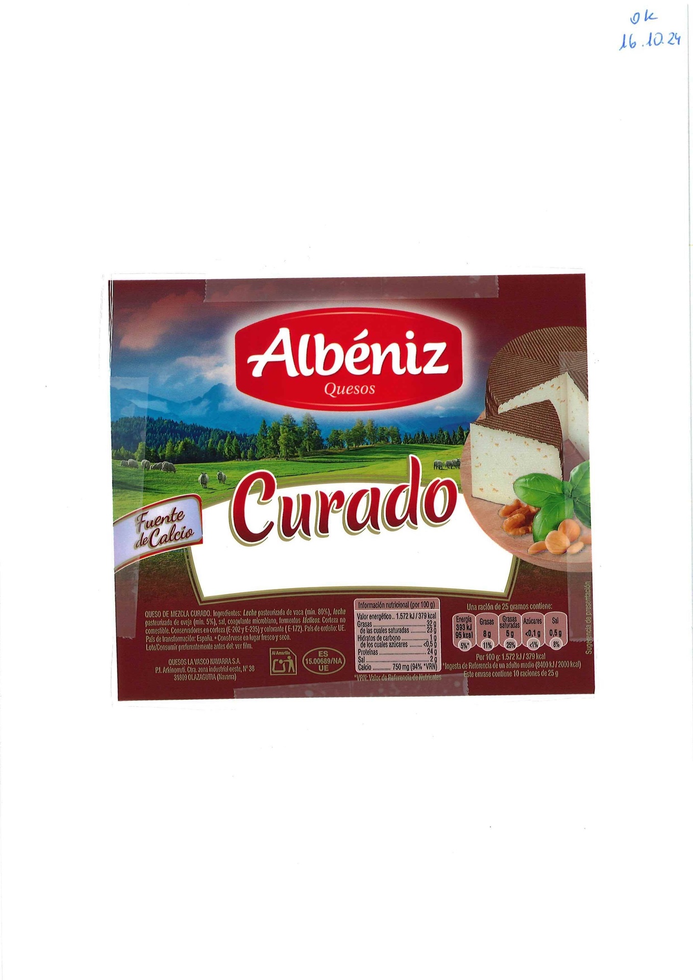 Cuña Queso Curado 200 g aprox. ALBÉNIZ