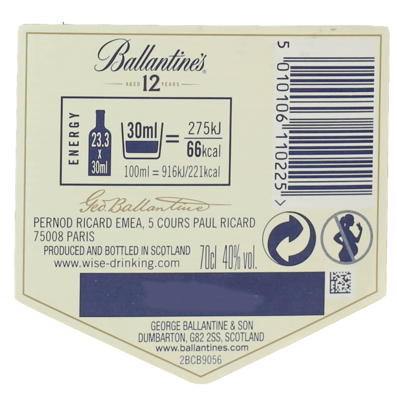 Whisky BALLANTINES BLUE 12 Años 70 cl Estuchado