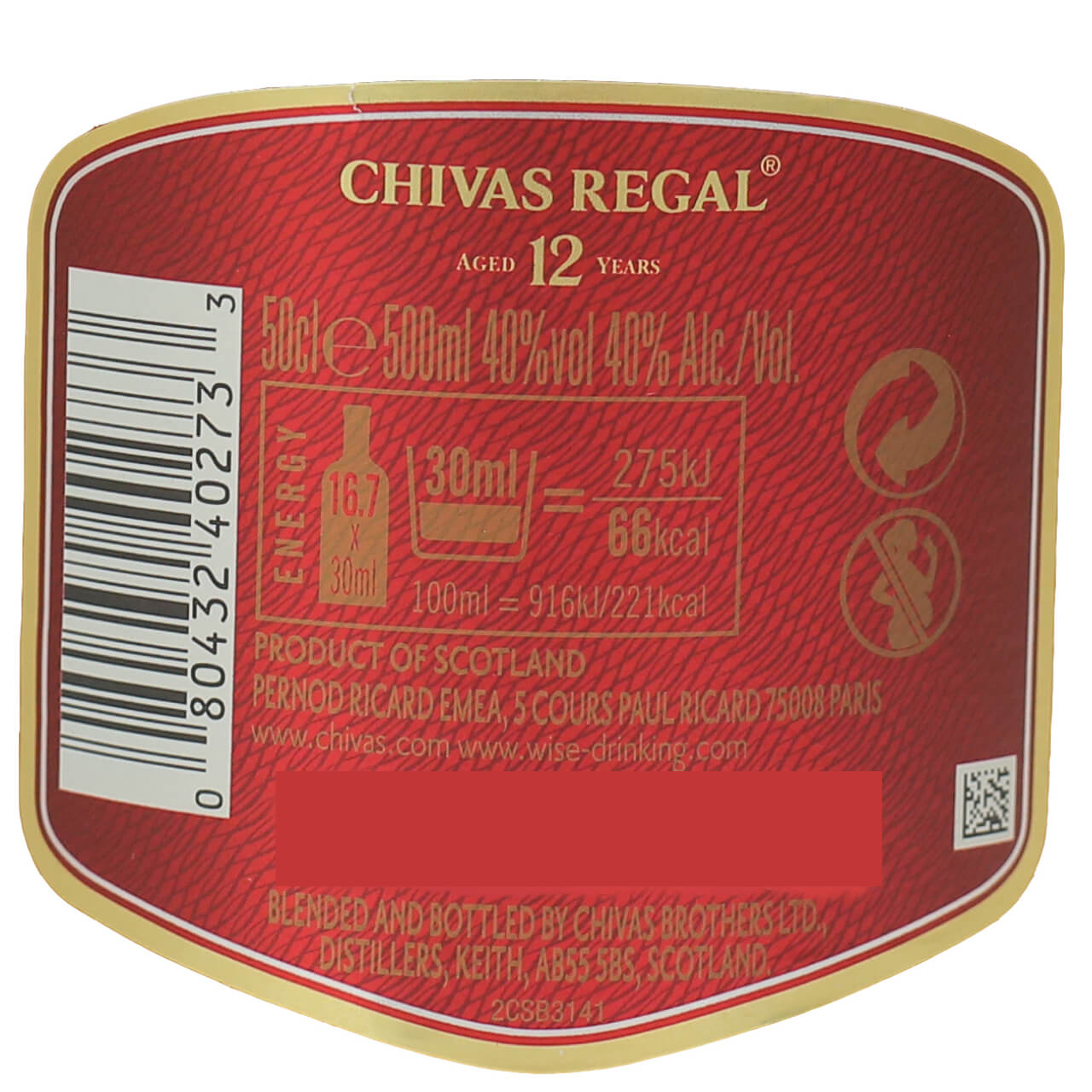 Whisky CHIVAS REGAL 12 Años 50 cl Estuchado