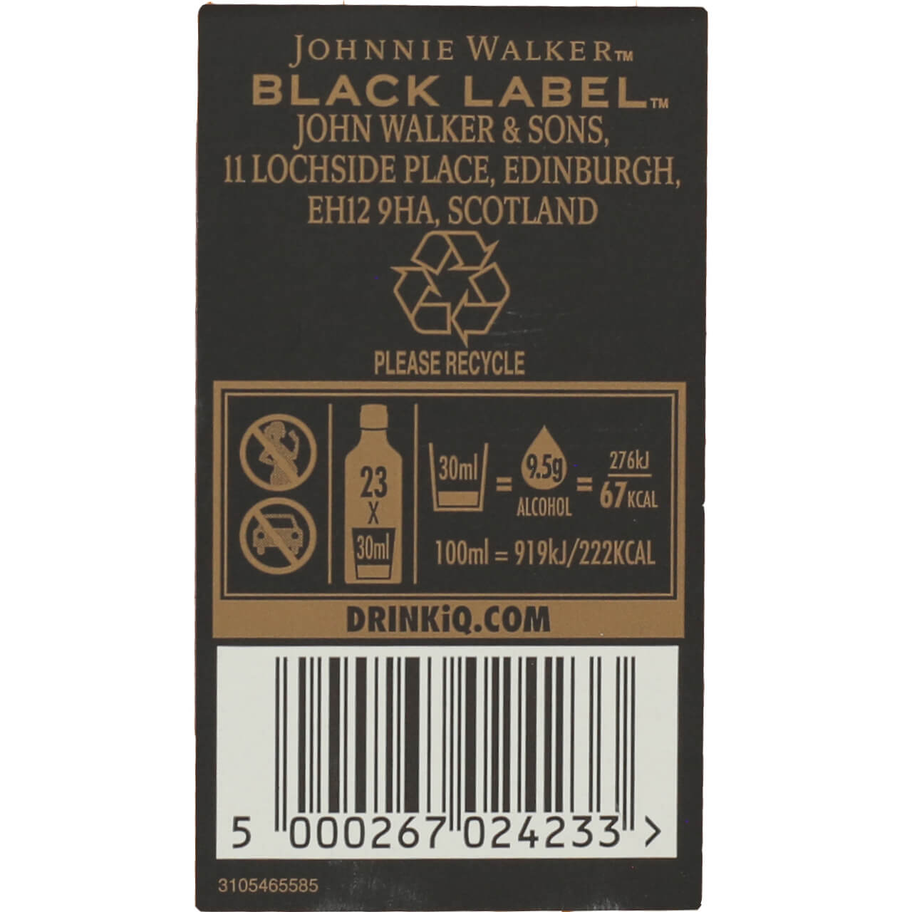 Whisky Escocés JOHNNIE WALKER E. Negra 12 Años 70 cl