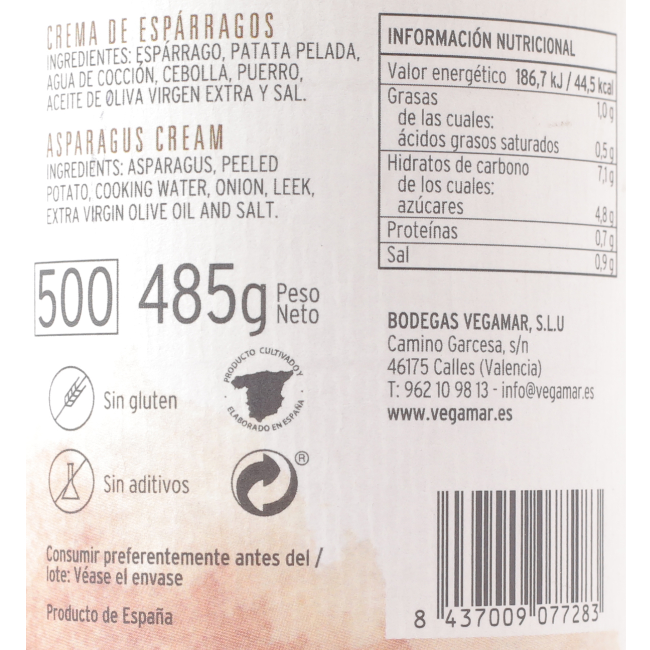 Tarro Crema de Espárragos 485 g Neto HERENCIA DE LA TIERRA Gourmet