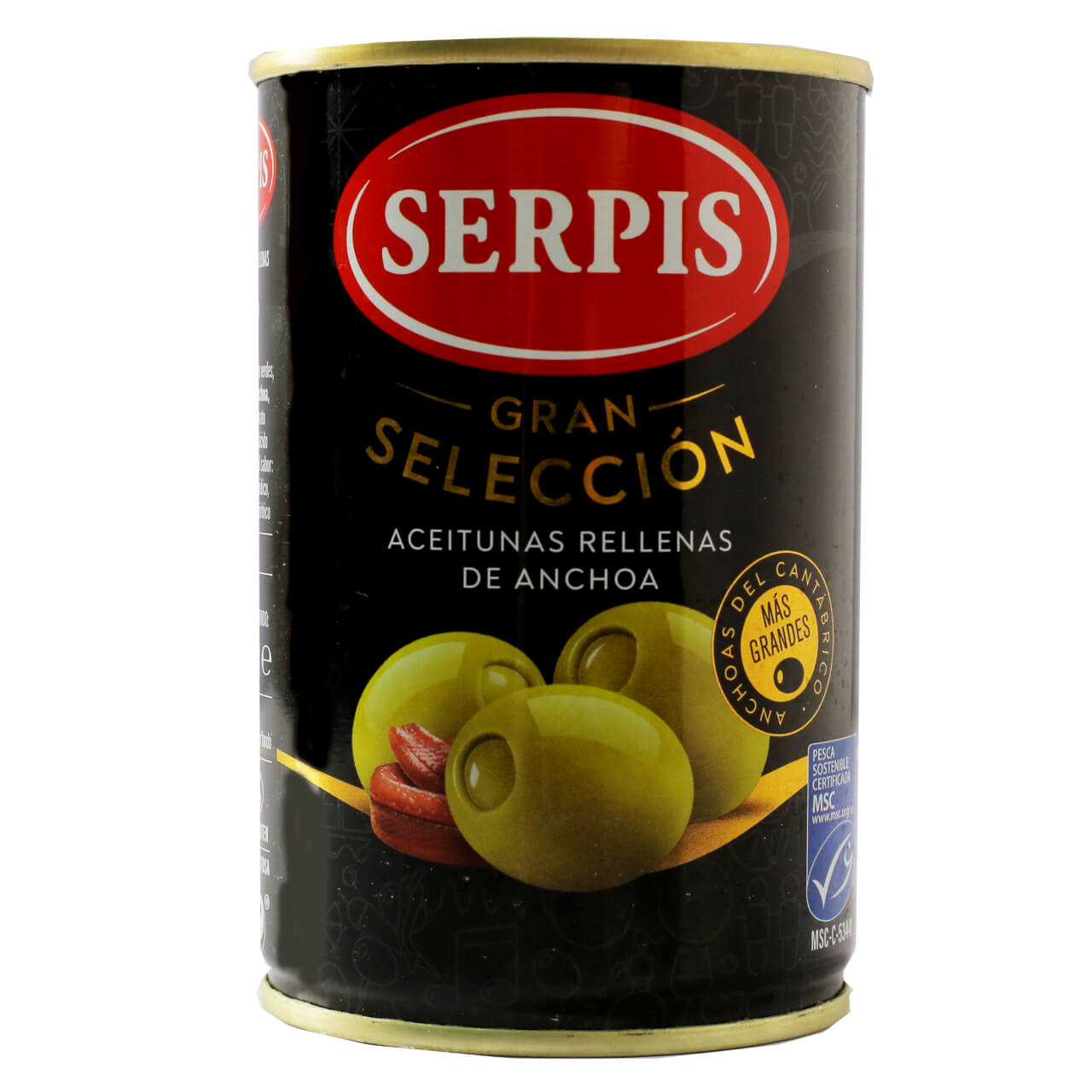 Lata Aceitunas Manzanilla Gran Selección Rellenas Anchoa 300 g Neto SERPIS