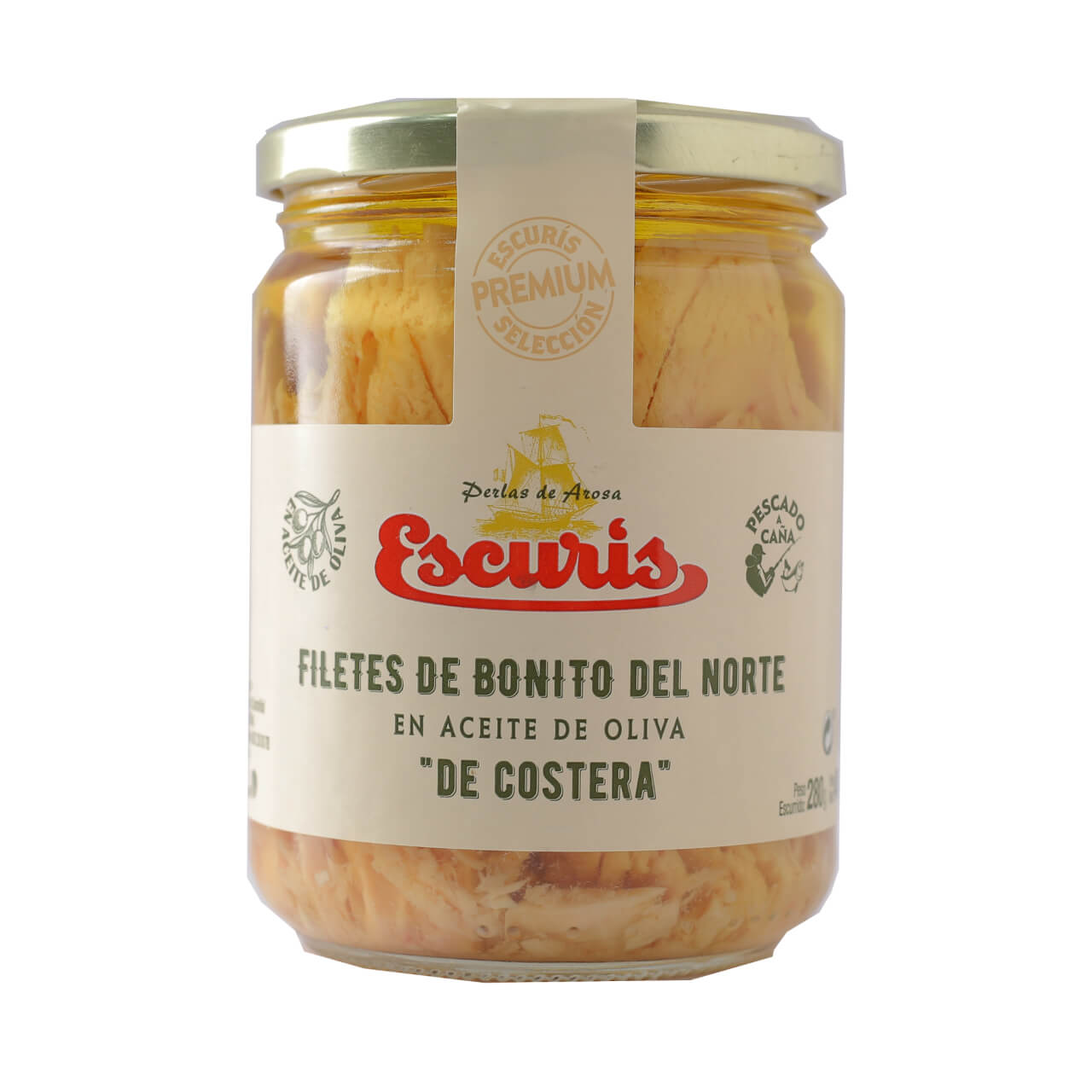 Tarro Lomos de Bonito del Norte de Costera en Aceite de Oliva 400 g Neto ESCURIS