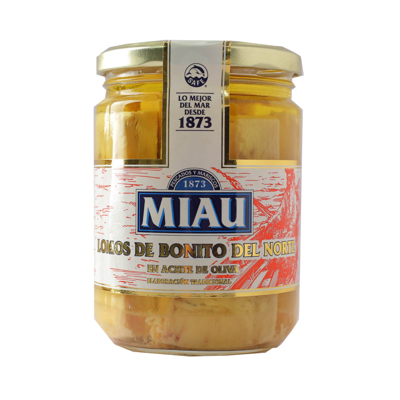Tarro Lomos de Bonito del Norte en Aceite de Oliva 400 g Neto MIAU