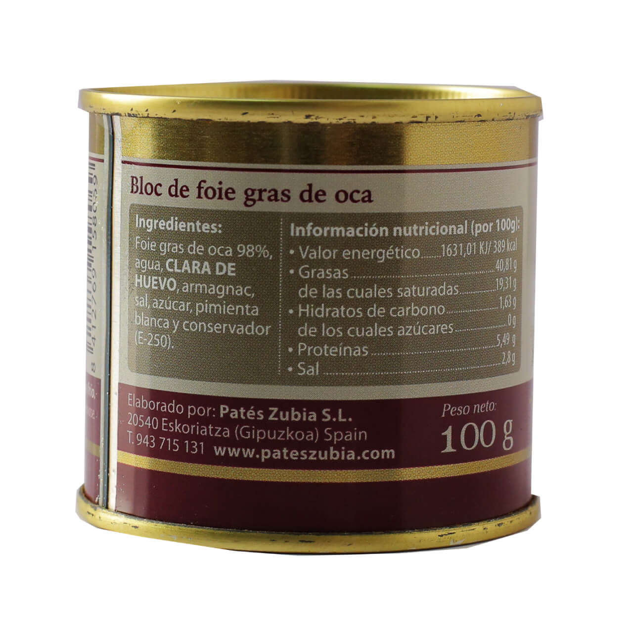 Lata Bloc de Foie de Oca 100 g  ZUBIA
