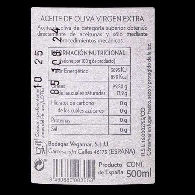 Aceite de Oliva Virgen Extra 100% Premium 500 ml MASÍA DE GRETTA