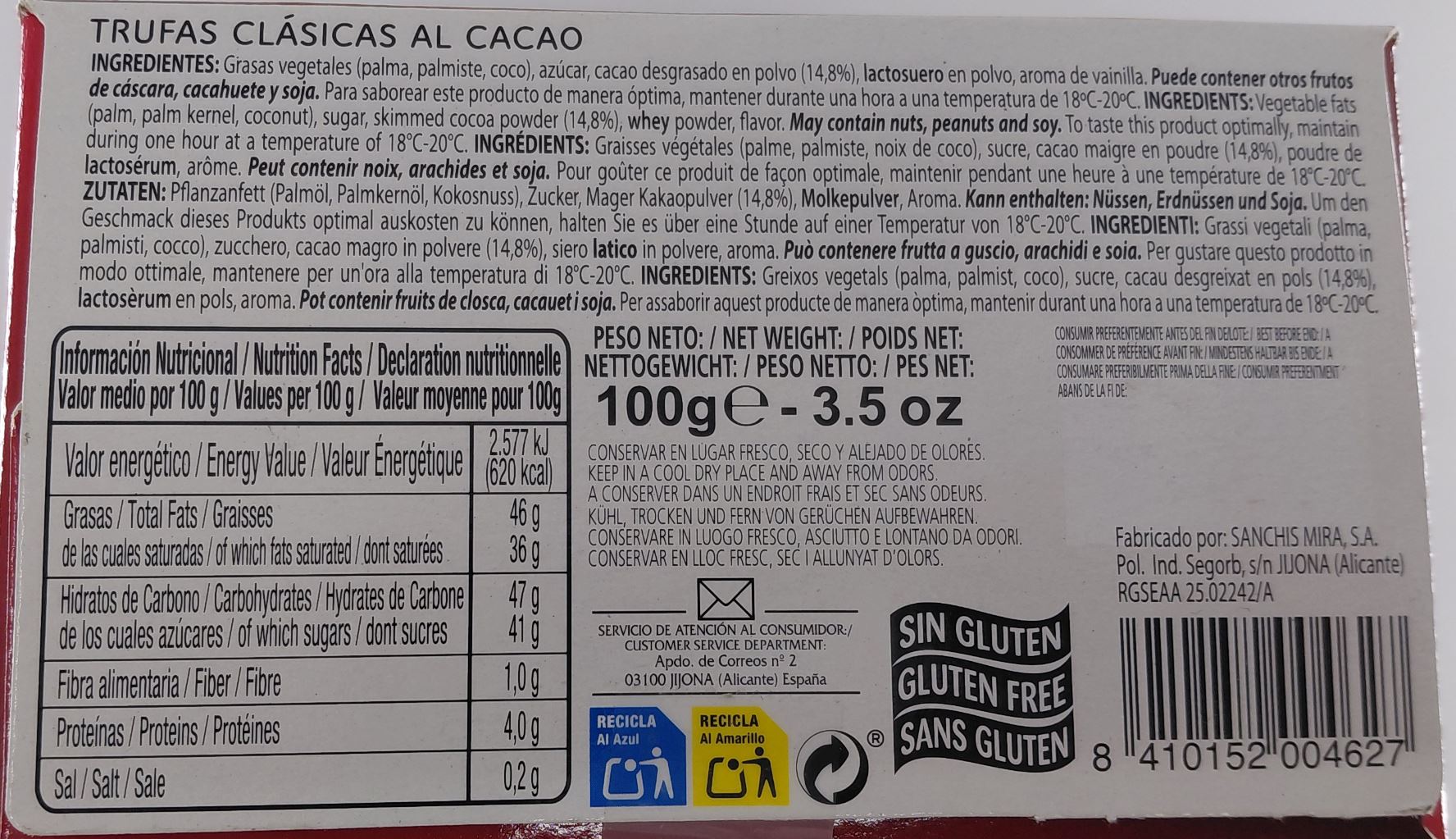 Trufas de Chocolate 100 g ANTIU XIXONA