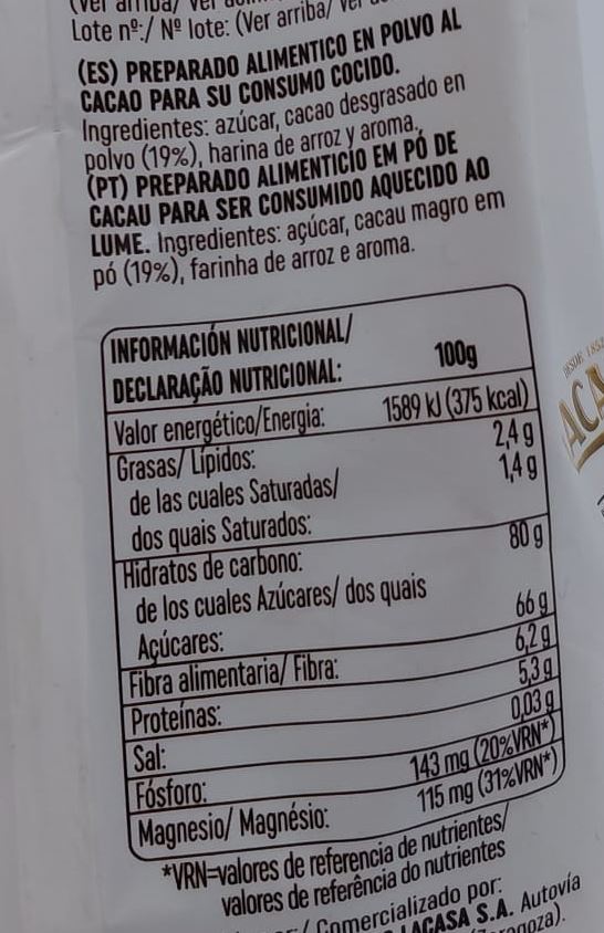 Bolsa Cacao a la Taza en Polvo 200 g LACASA