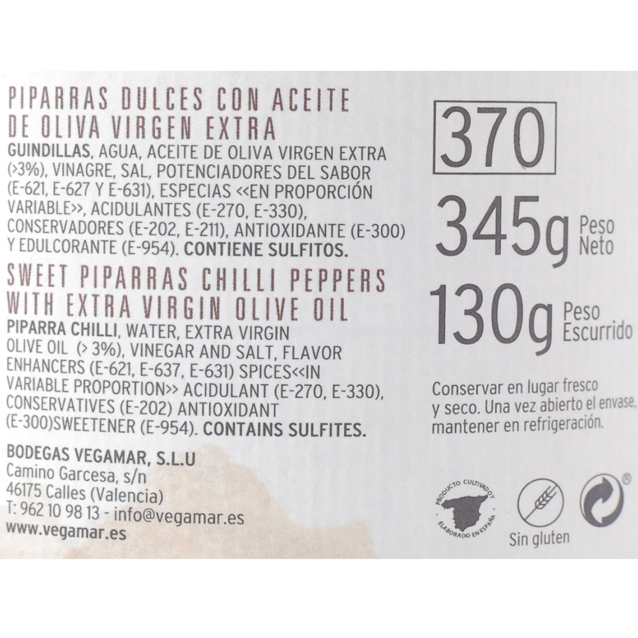 Frasco Piparras Dulces con Aceite de Oliva Virgen Extra 345 g Neto HERENCIA DE LA TIERRA Gourmet