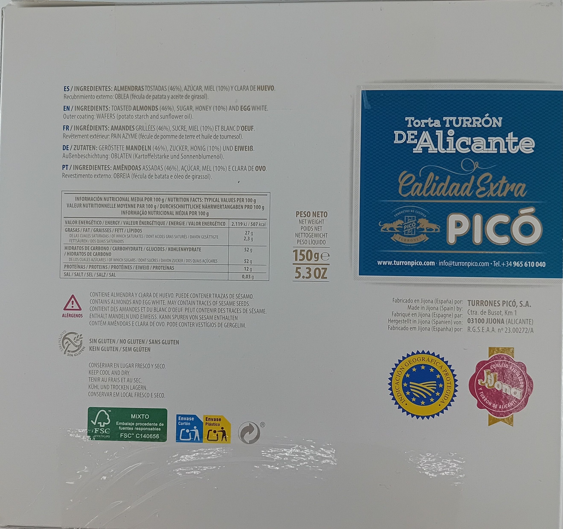 Torta Imperial D.O. Jijona 150 g PICÓ