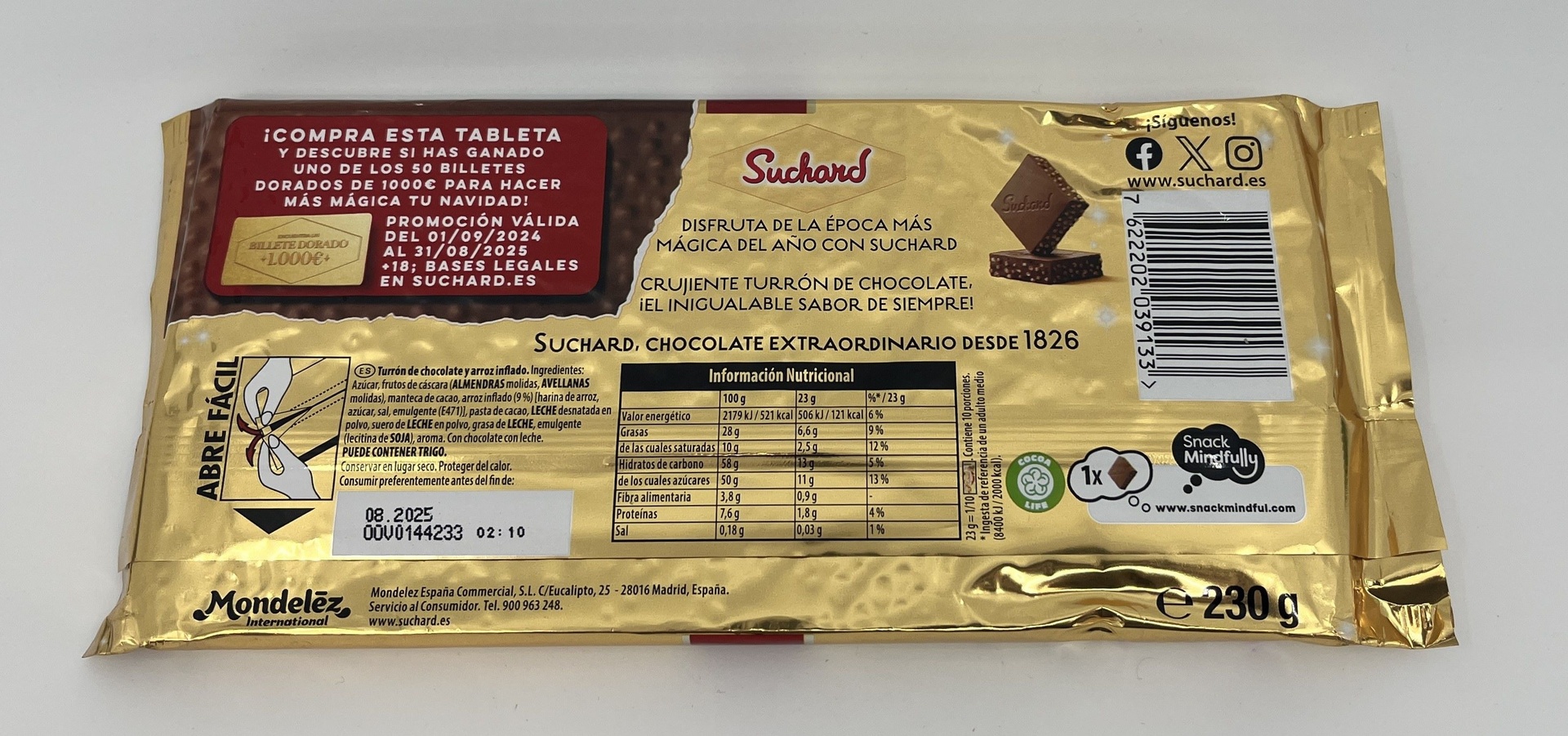 Turrón Chocolate Crujiente 230 g SUCHARD
