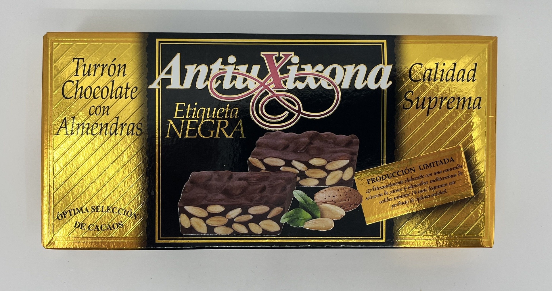 Turrón Chocolate con Almendras Etiqueta Negra 150 g ANTIU XIXONA