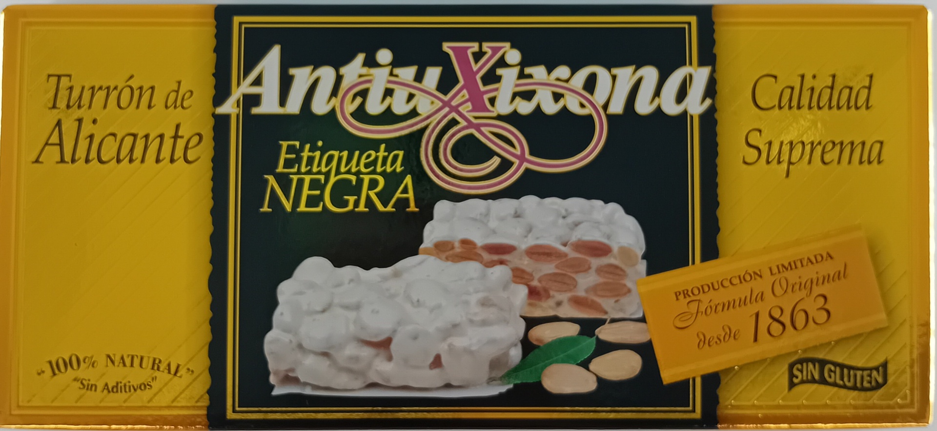 Turrón Alicante Etiqueta Negra (64% Almendra) 250 g ANTIU XIXONA