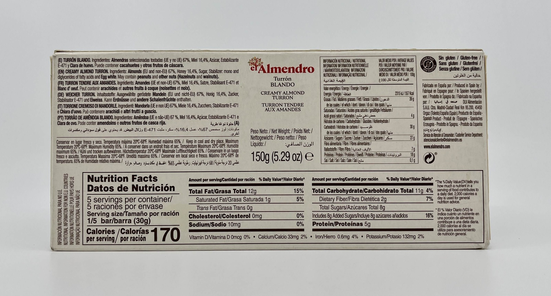 Turrón Blando Calidad Suprema 150 g EL ALMENDRO