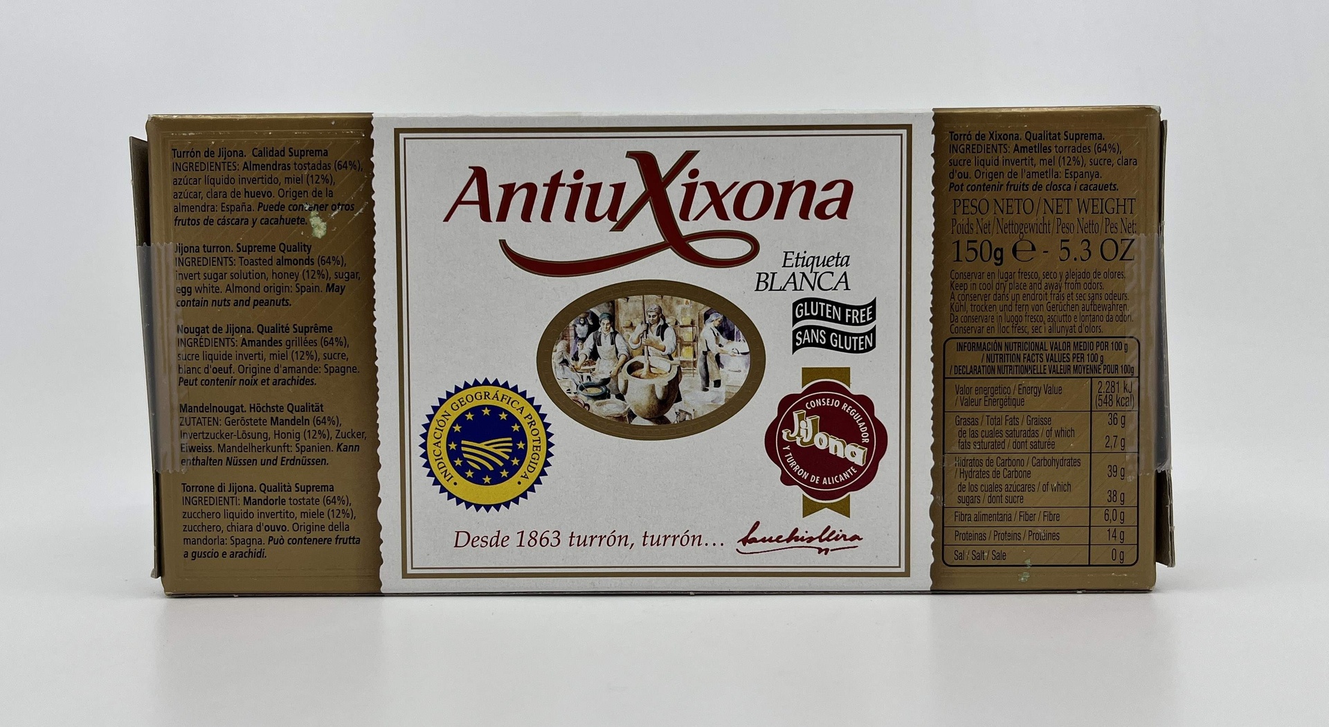 Turrón Jijona Etiqueta Blanca Calidad Suprema 150 g ANTIU XIXONA