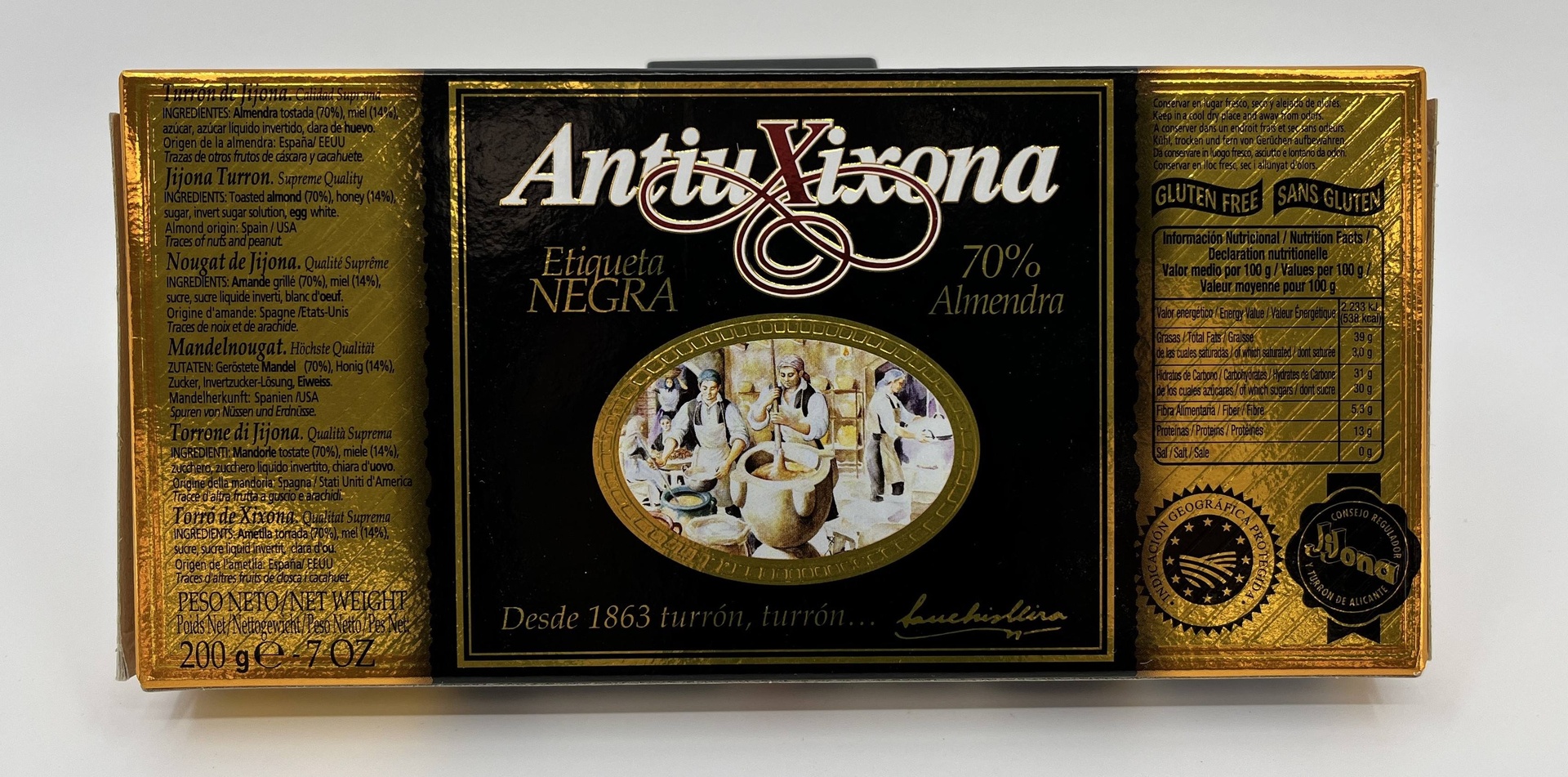 Turrón Jijona Etiqueta Negra (70% Almendra) 150 g ANTIU XIXONA