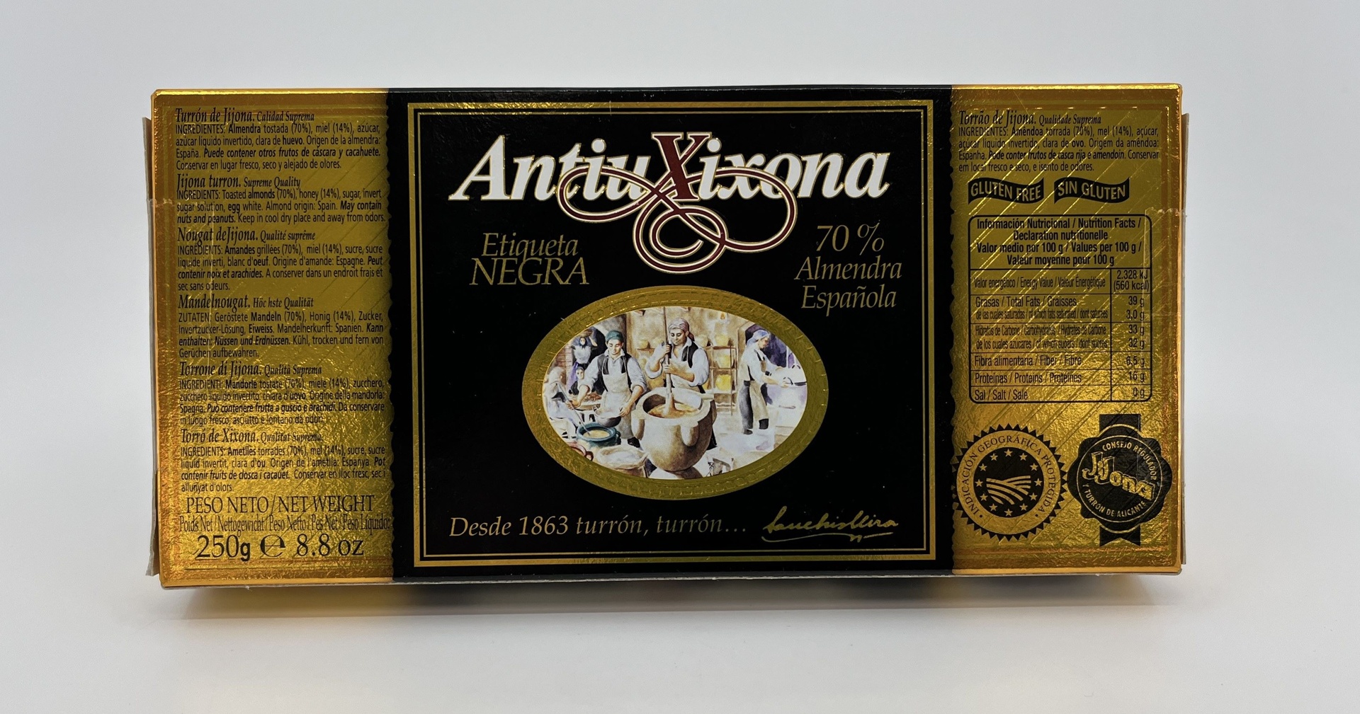 Turrón Jijona Etiqueta Negra (70% Almendra) 250 g ANTIU XIXONA