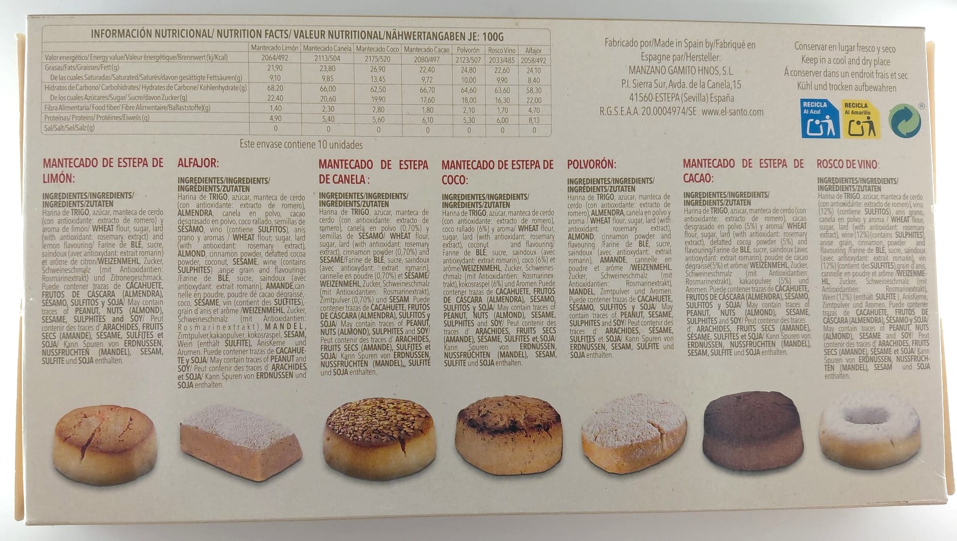 Surtido Mantecados y Polvorones 300 g EL SANTO (IGP Estepa)