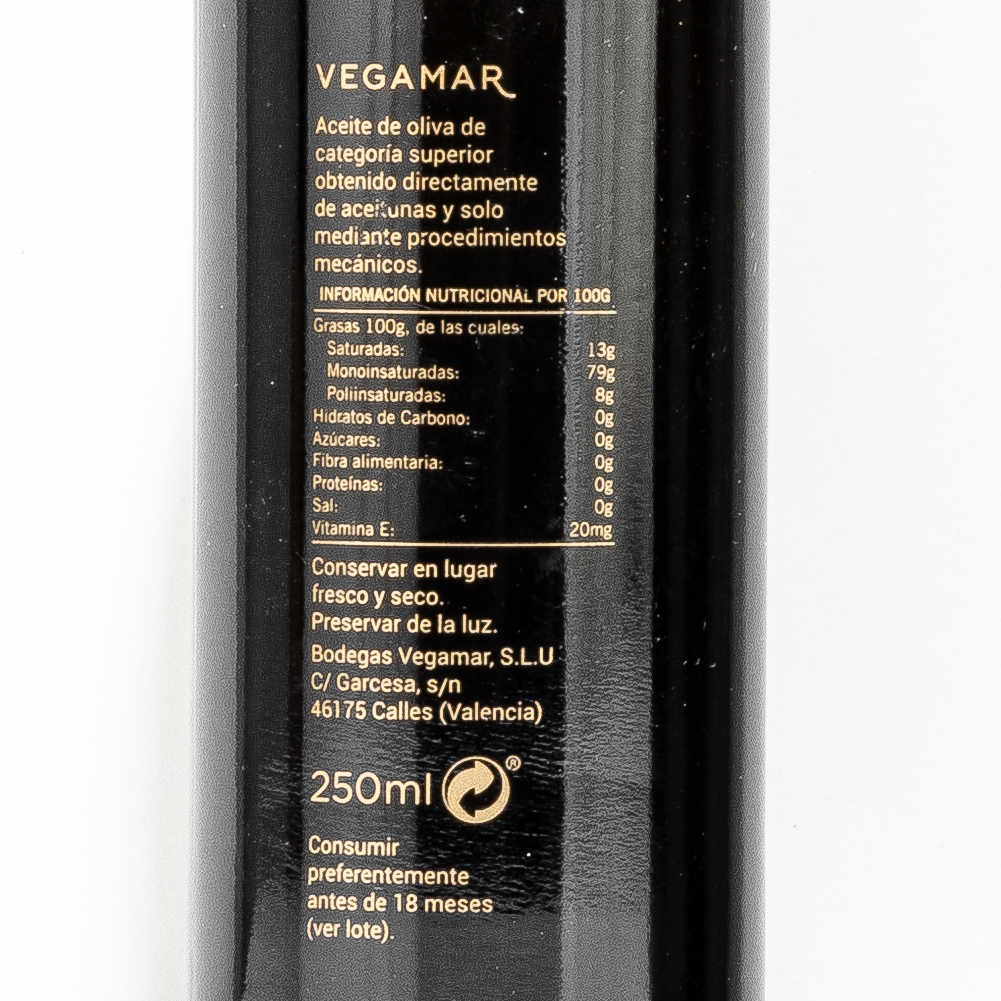 Aceite de Oliva Virgen Extra 100% 250 ml VEGAMAR Estuchado
