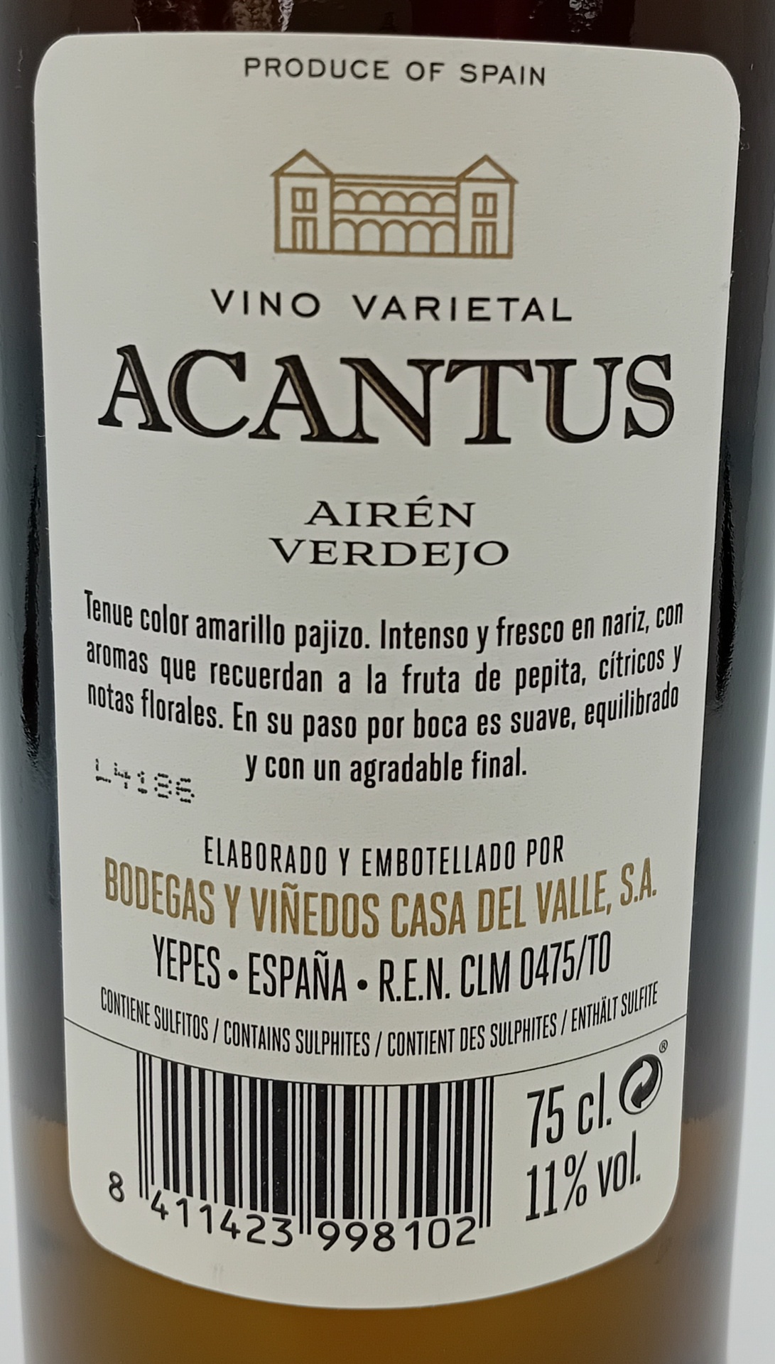 Vino Blanco ACANTUS Aíren Verdejo Grupo Bodegas Olarra