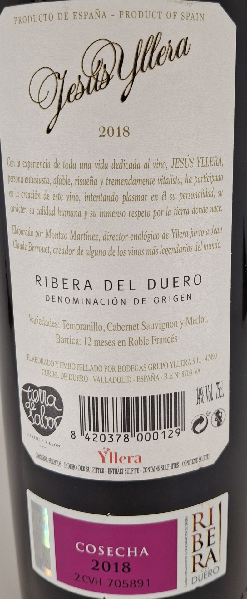 Vino Tinto de Autor D.O. Ribera del Duero JESÚS YLLERA