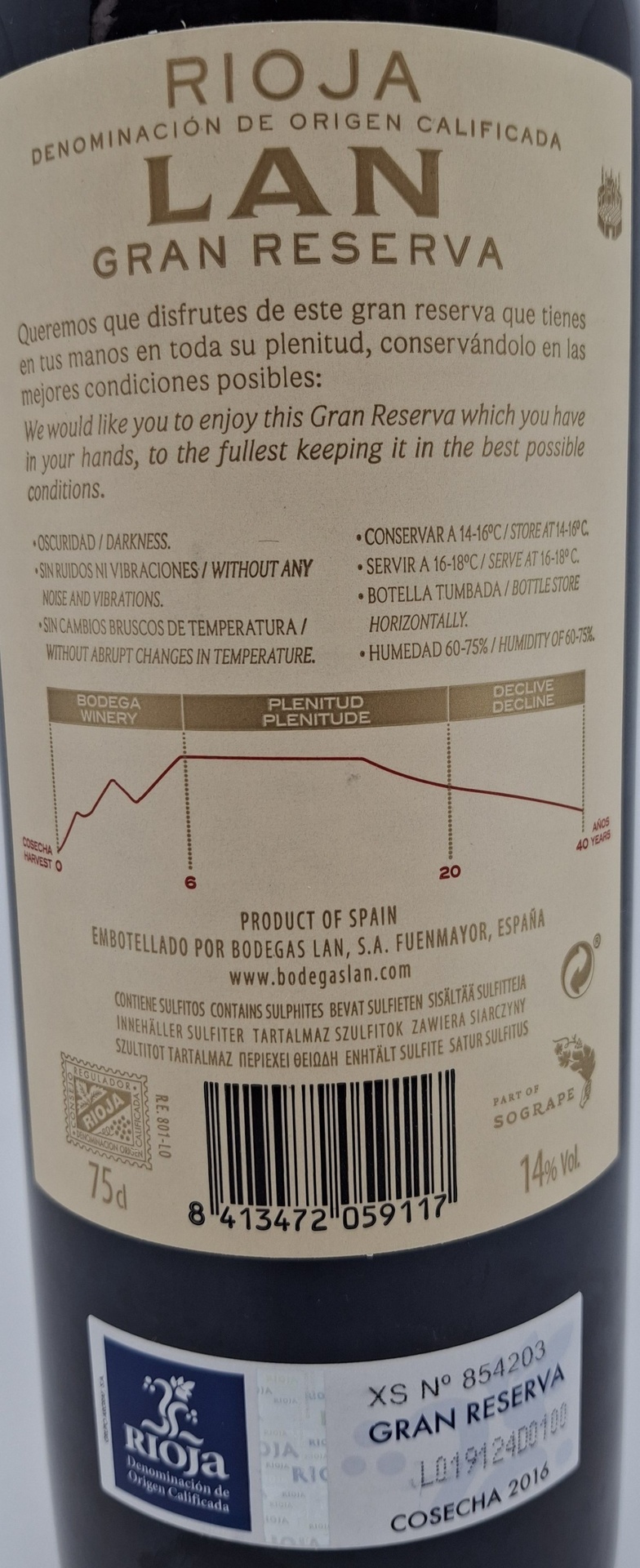 Vino Tinto D.O. Rioja Alta LAN Gran Reserva