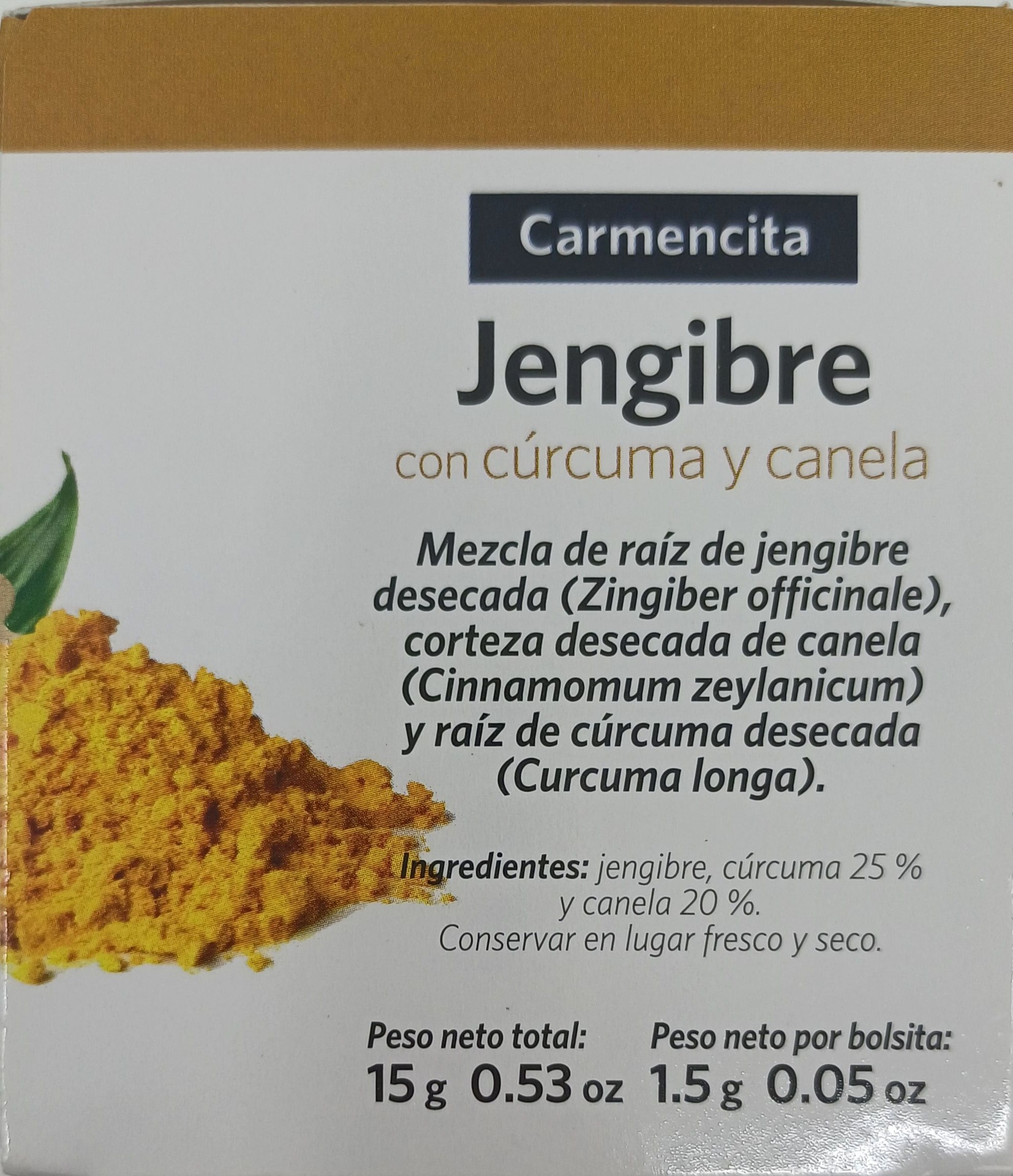 Estuche 10 Infusiones Jengibre con cúrcuma y canela de CARMENCITA