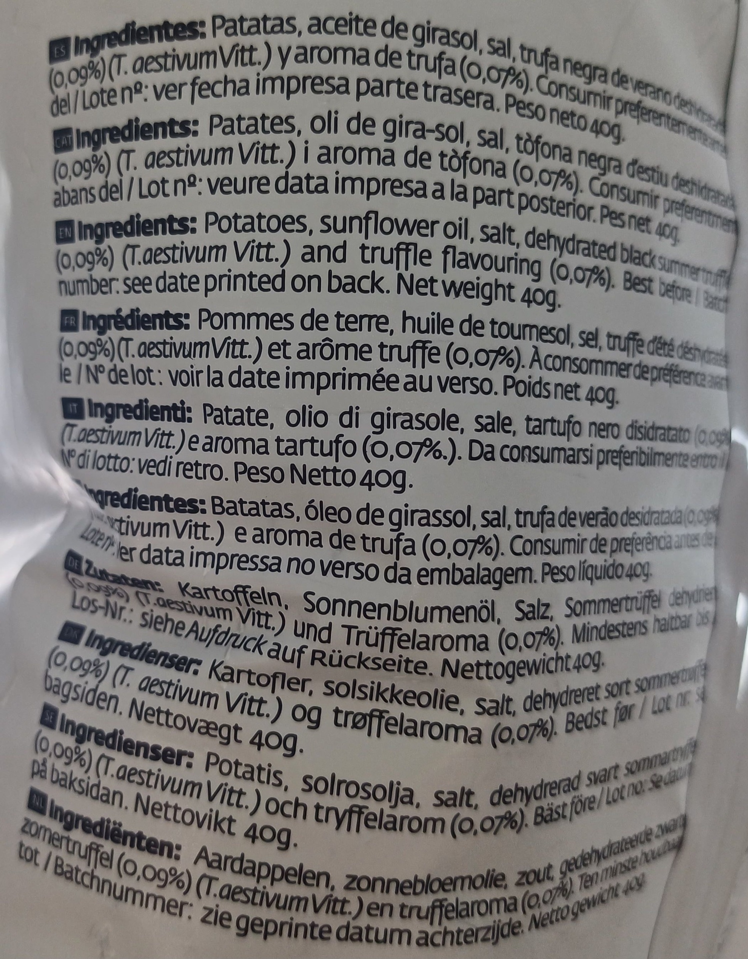 Bolsa Patatas Fritas Premium con Trufa Negra 40 g TORRES SELECTA