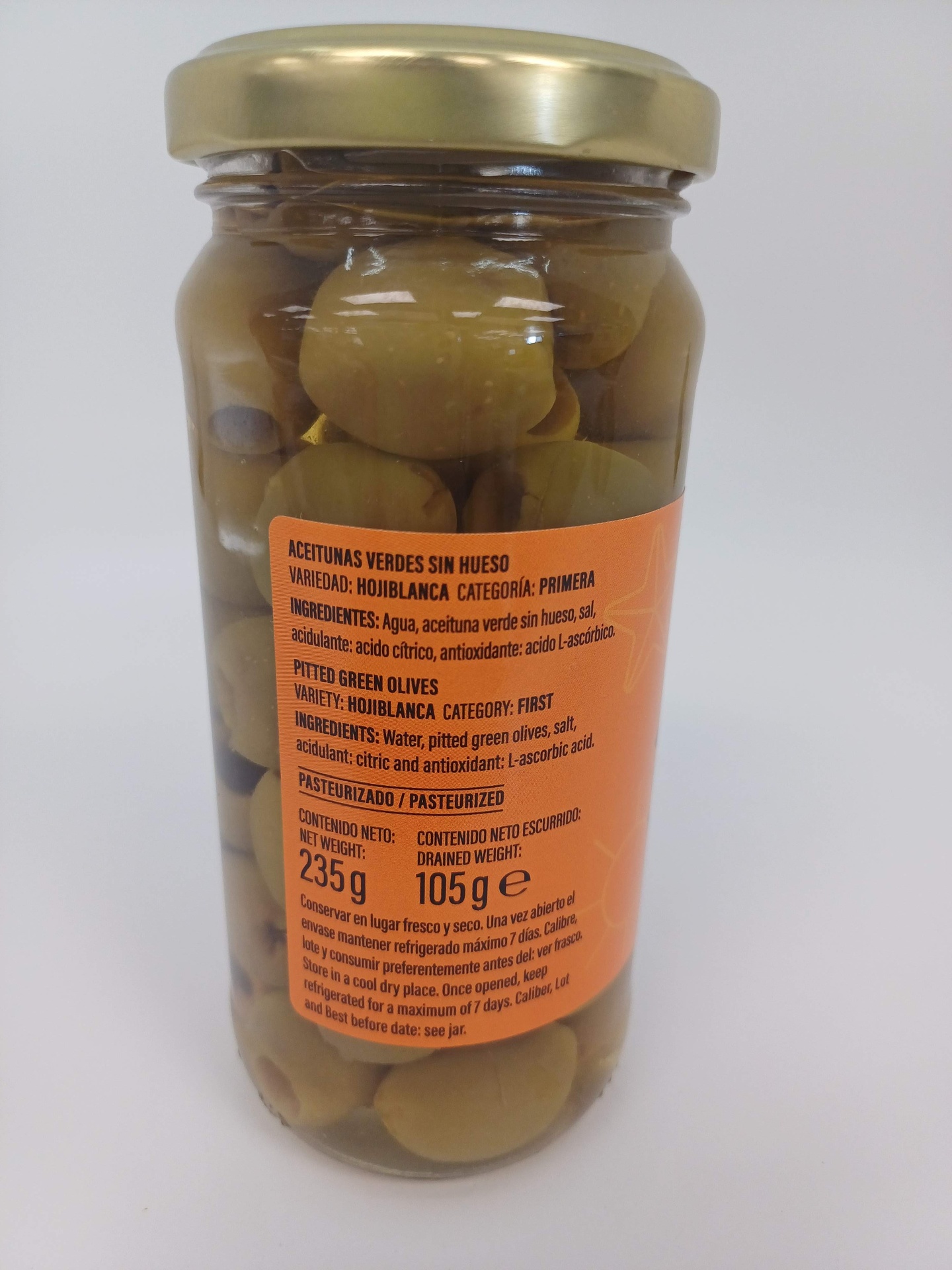 Tarro Aceitunas Hojiblanca Verdes sin Hueso 235 g Neto SERPIS 