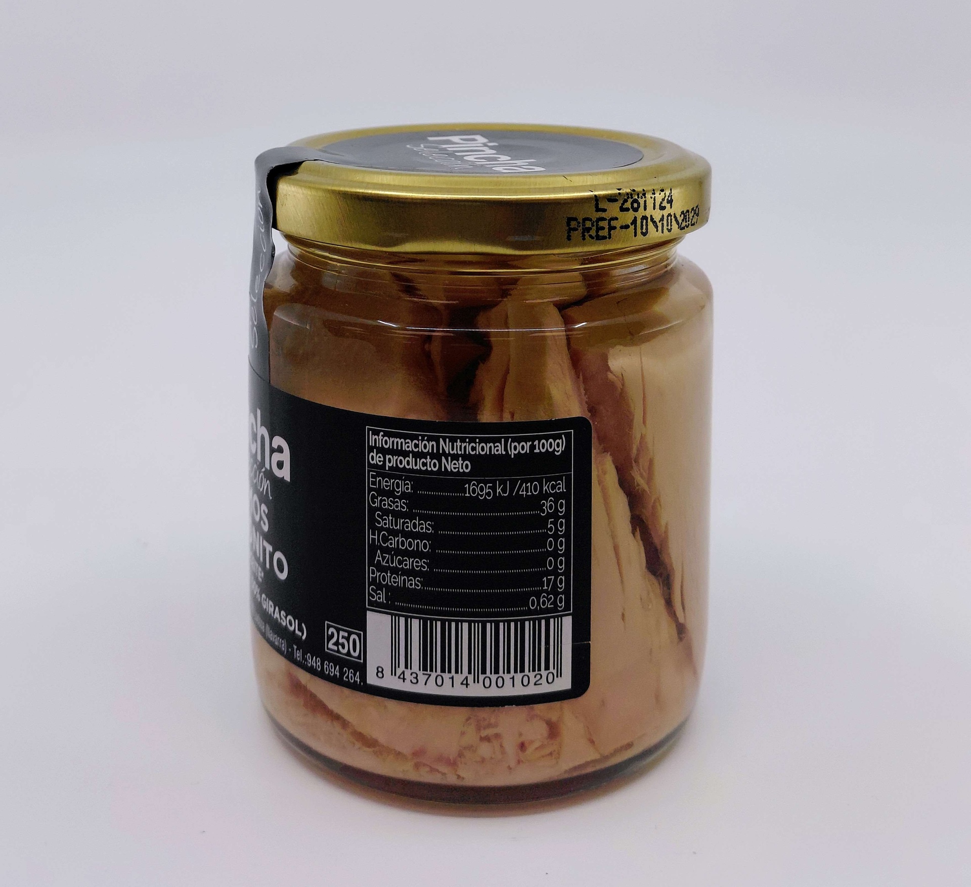 Tarro Lomos de Bonito en Aceite (50% Oliva - 50% Girasol) 220 g Neto PINCHA SELECCIÓN de Conservas Baigorri