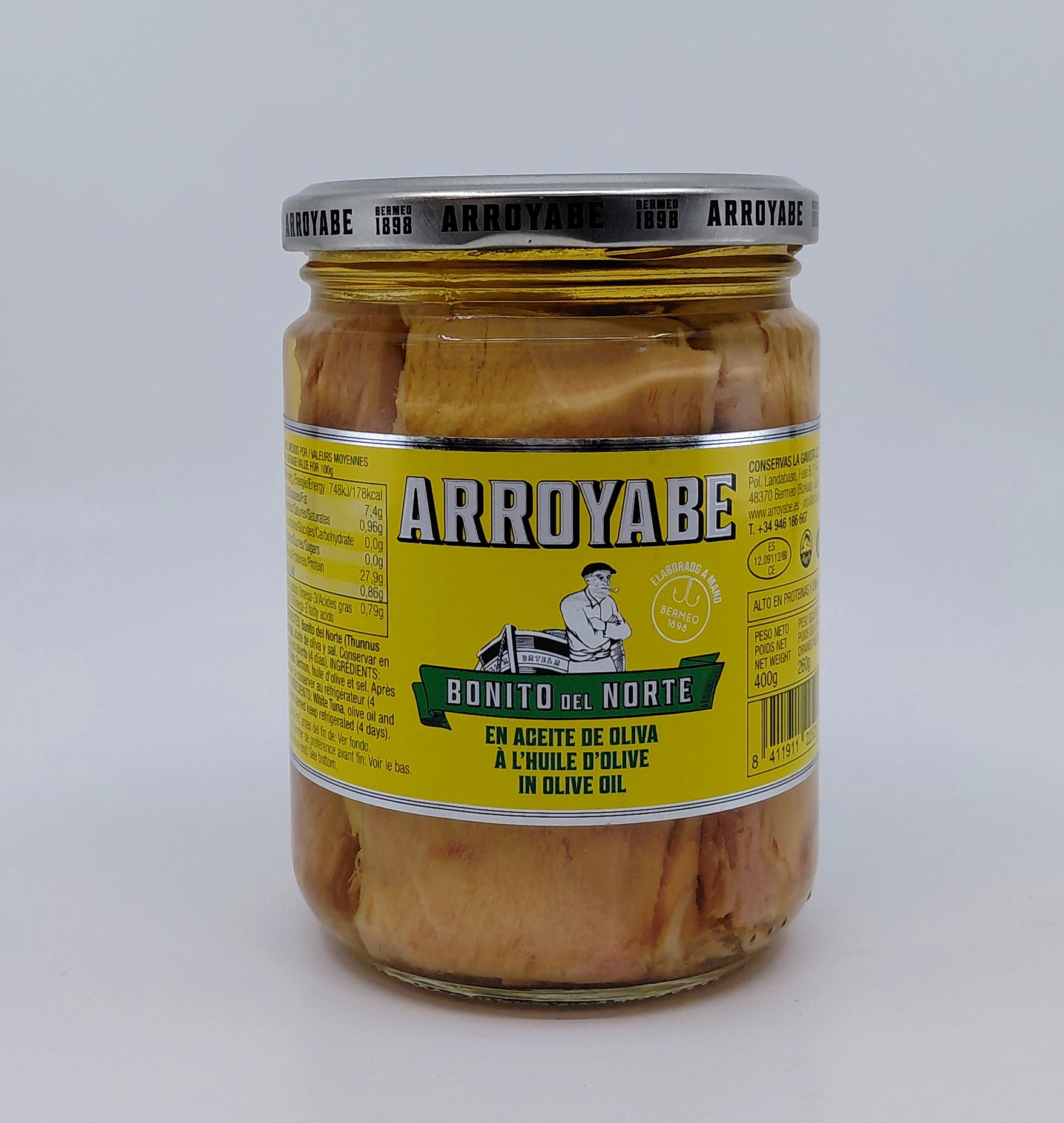 Tarro Lomos Bonito del Norte Artesanal en Aceite de Oliva 400 g ARROYABE de BERMEO