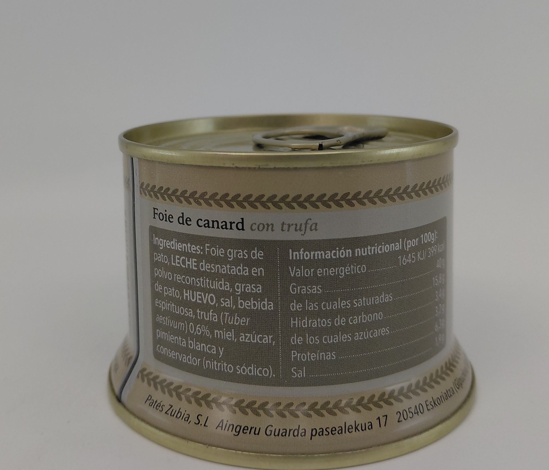 Lata Campana Foie de Canard con Trufa 130 g ZUBIA