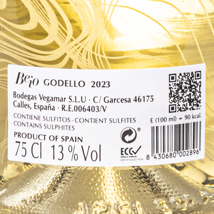Botella Vino Blanco BEIO Godello