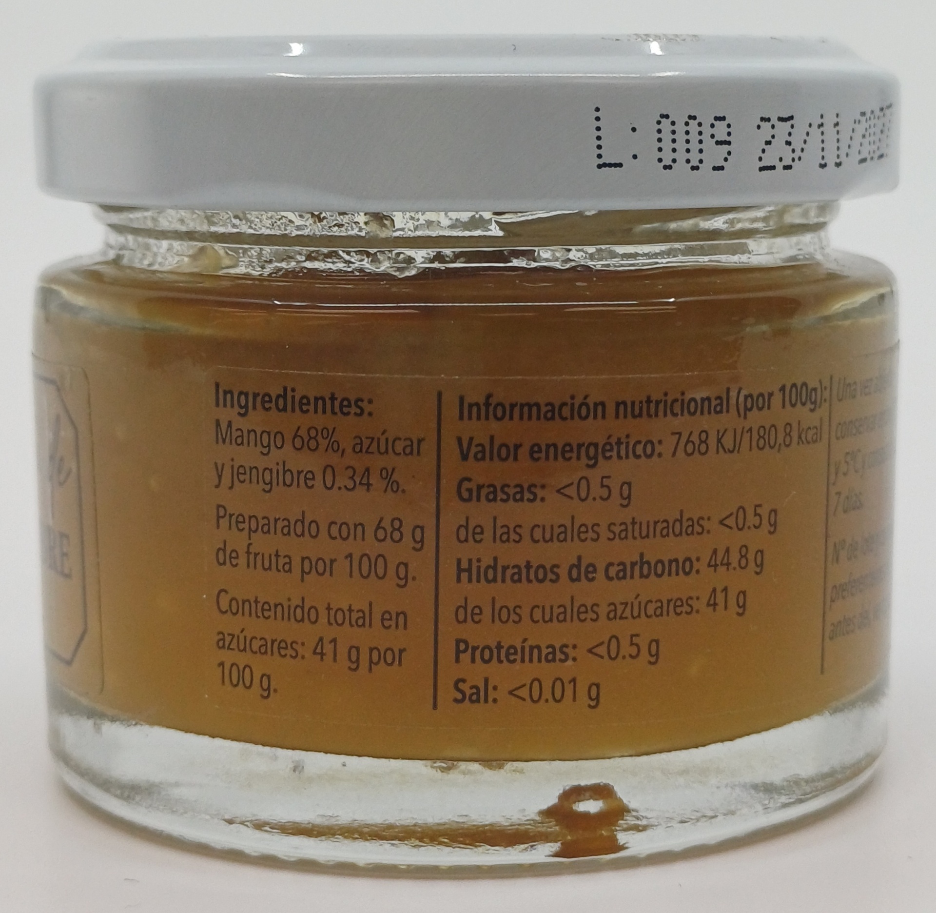 Tarro Mermelada Maridaje de Mango con Jengibre 50 g Neto ZUBIA