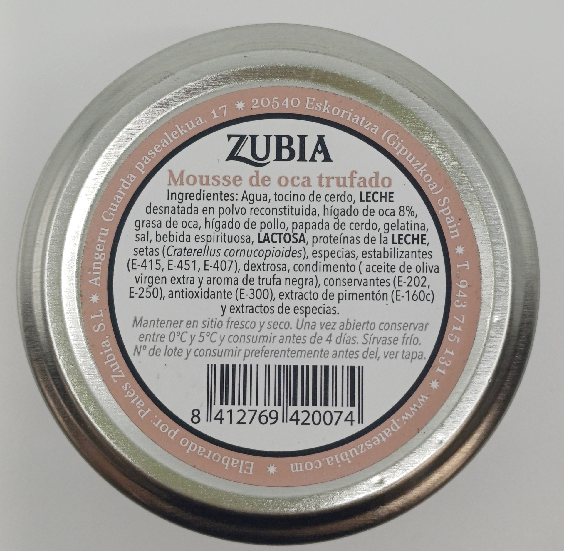 Tarro Mousse de Hígado de Oca Trufado 100 g ZUBIA