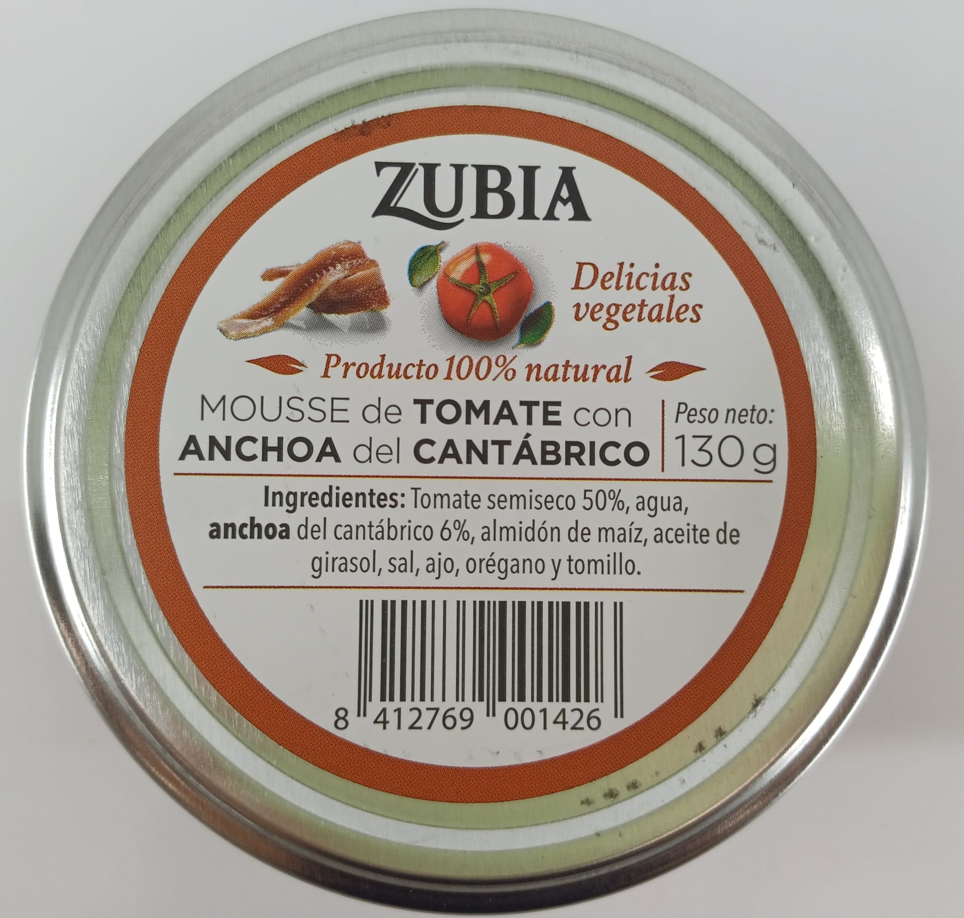 Tarro Mousse de Tomate con Anchoa del Cantábrico 130 g ZUBIA