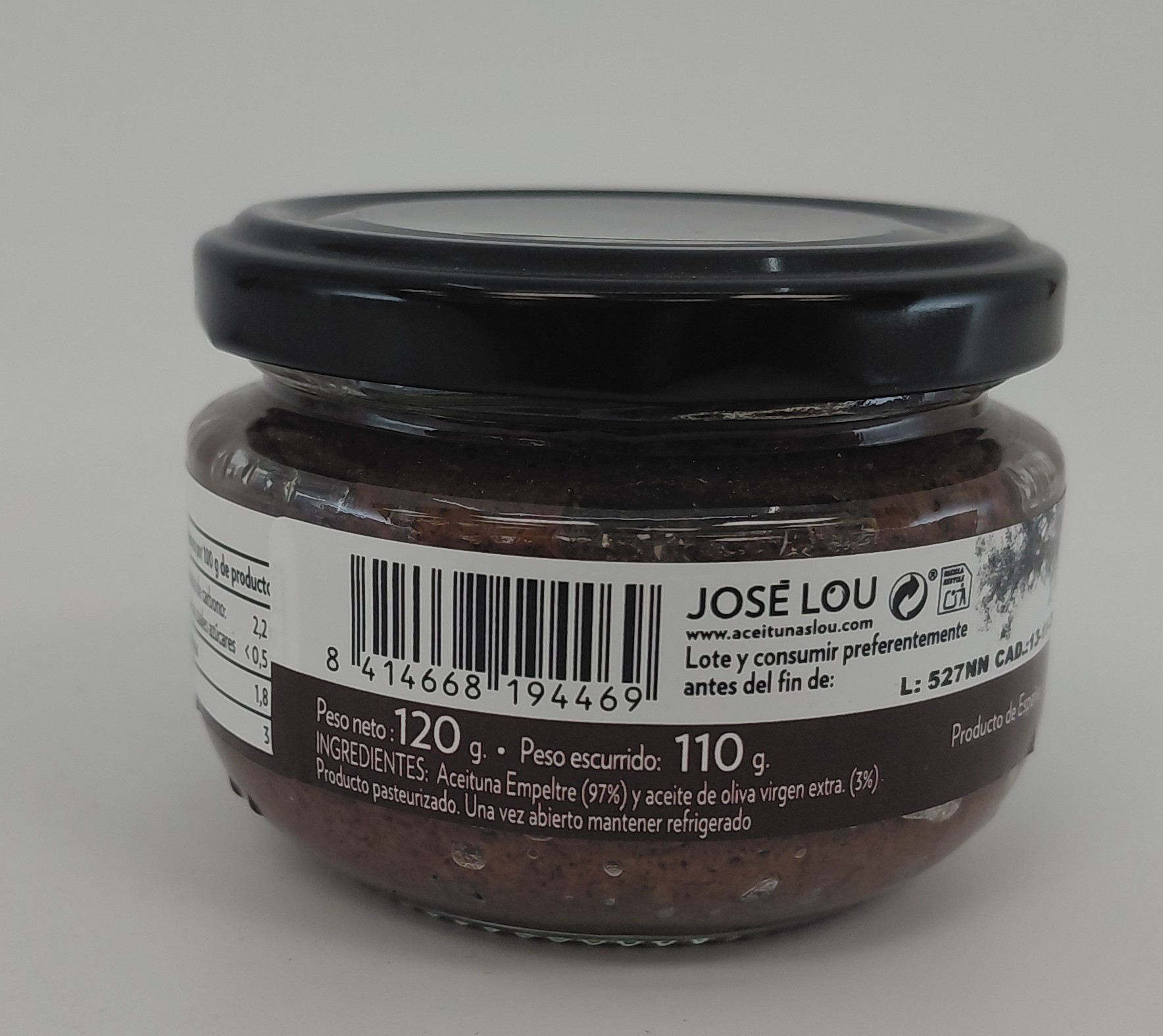 Tarro Paté Aceituna Negra 120 g Neto JOSÉ LOU