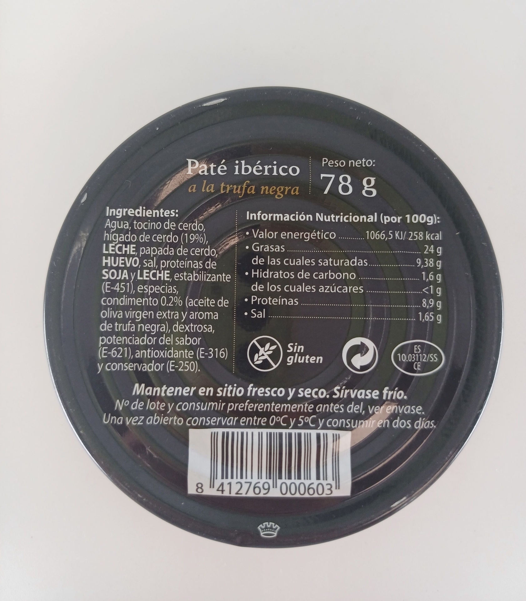 Lata Paté Ibérico a la Trufa Negra 78 g ZUBIA