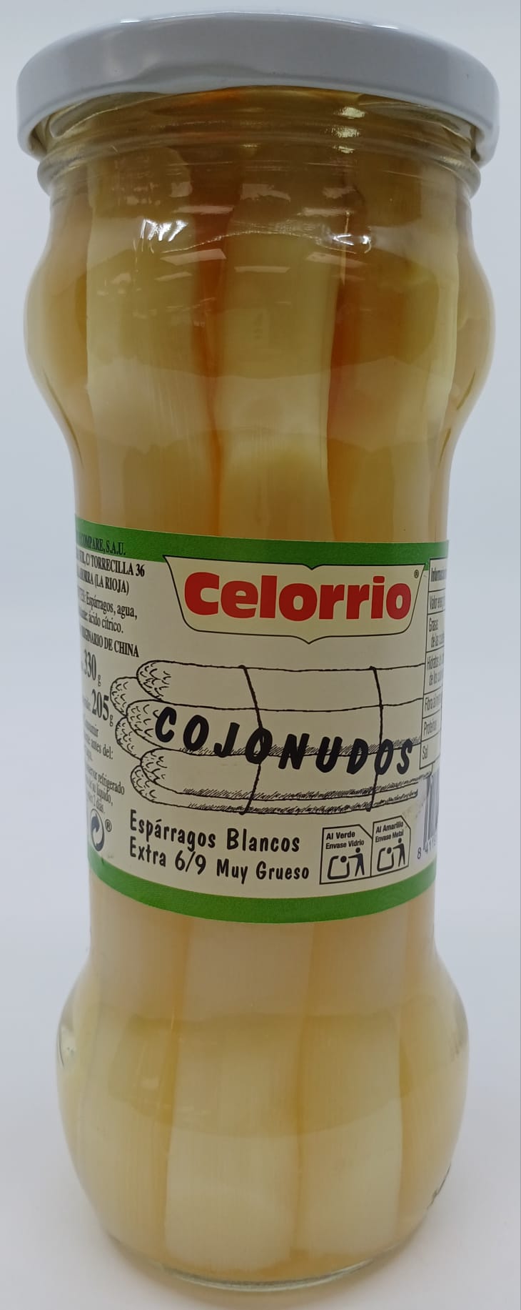 Tarro Espárragos Cojonudos 1/2 Kg (330 g Neto) 6/9 CELORRIO