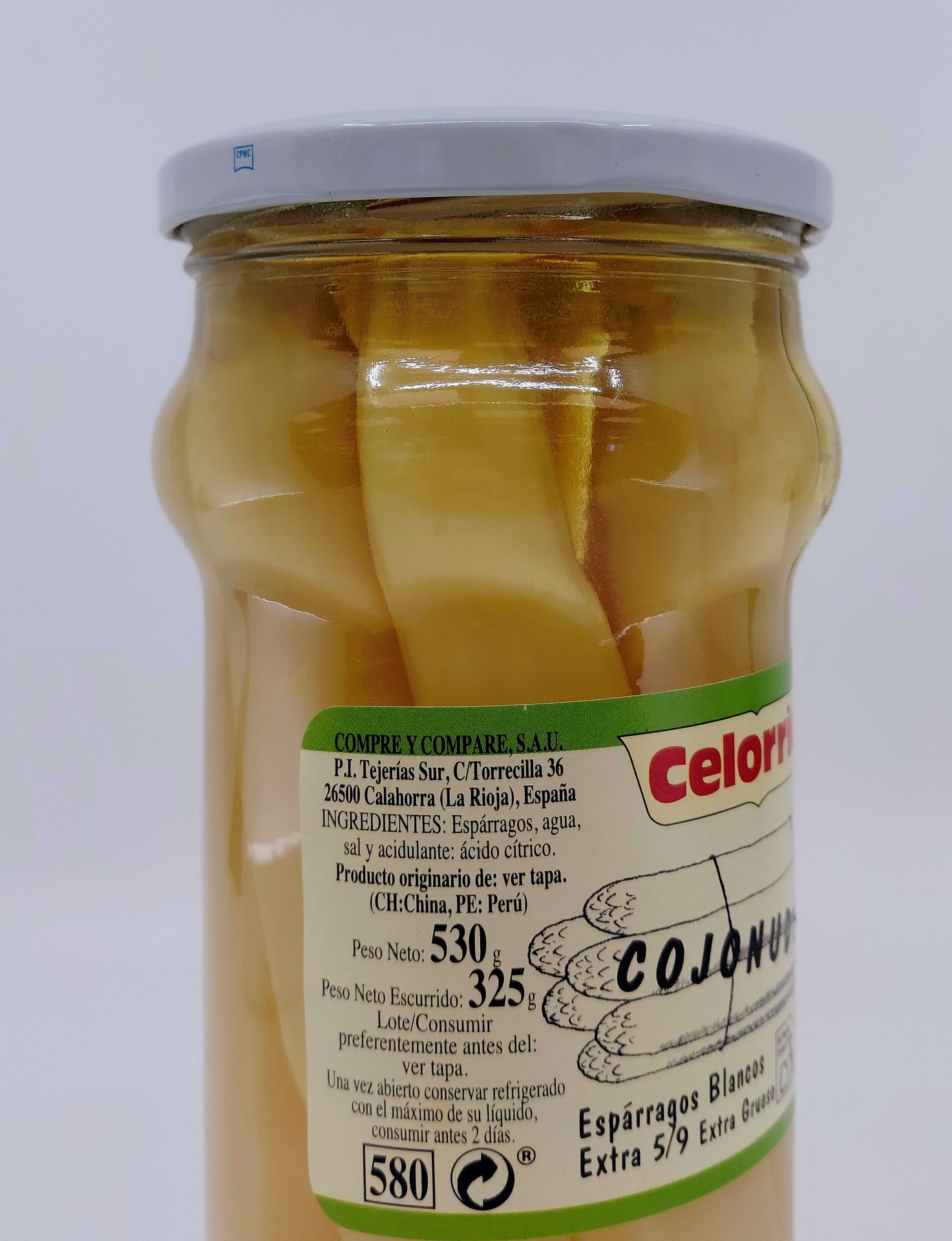 Tarro Espárragos Cojonudos 1 Kg (530 g Neto) 6/9 CELORRIO