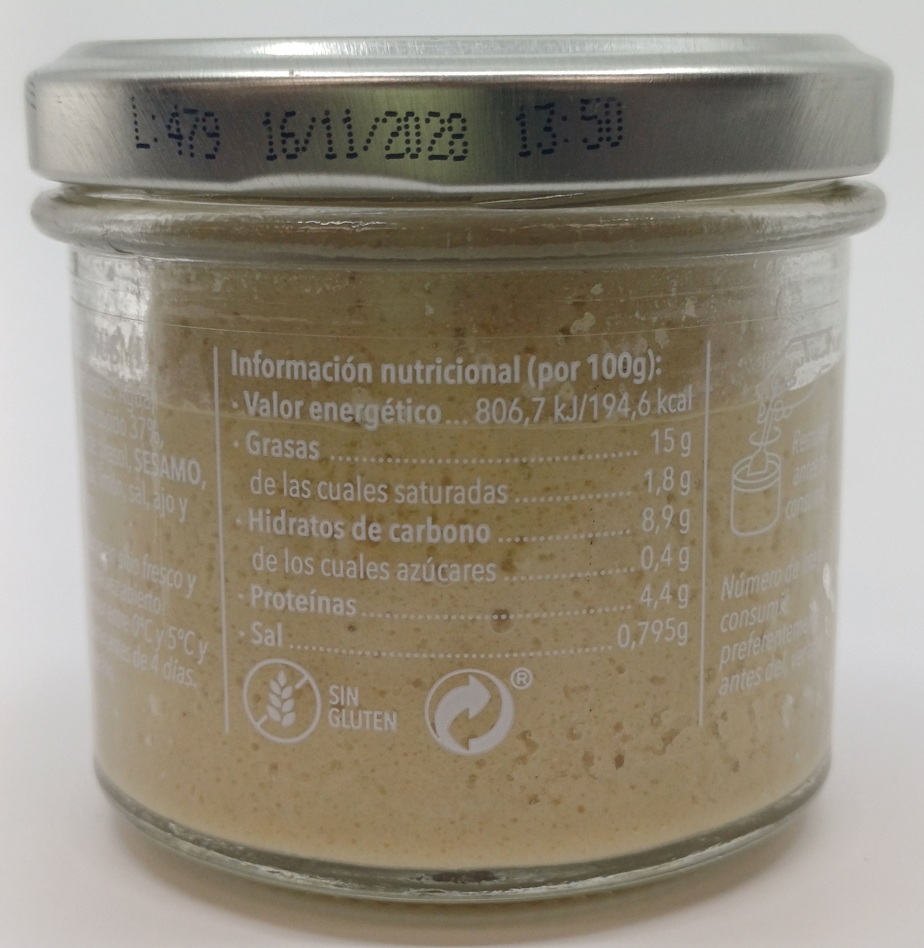 Tarro Hummus 100 % Natural Receta Original 100 g ZUBIA