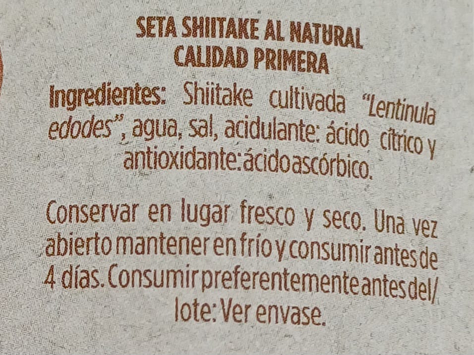 Tarro de Shiitake al Natural 370 g Neto EMPERATRIZ